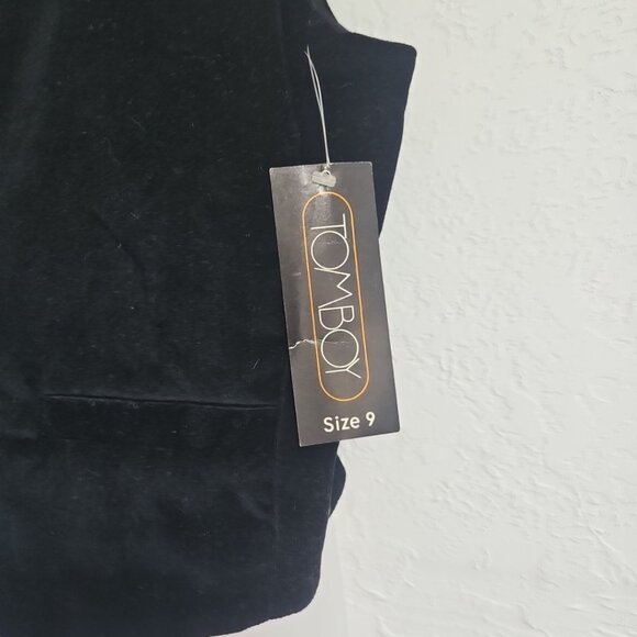 NOS Vintage Black Velvet Suiting Vest size 9 Satin Collar Goth Grunge Party - Picture 2 of 13